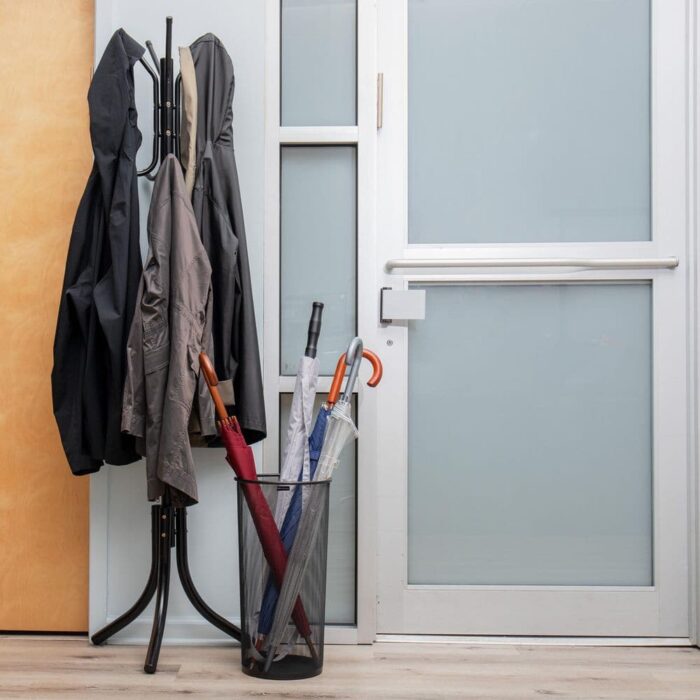 Umbrella Stand, Walking Cane, Wrapping Paper, Entryway, Metal Mesh, 10.25"L x 10.25"W x 19.5"H, Set of 2, Black